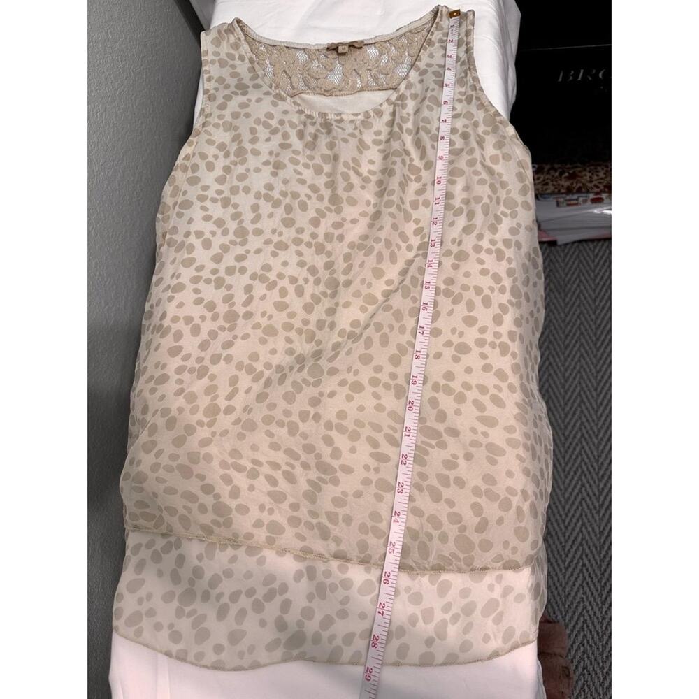 Giusy Made in Italy Lace Back Polka‎ Dot Sleeveless Blouse Tan Medium - Picture 6 of 8